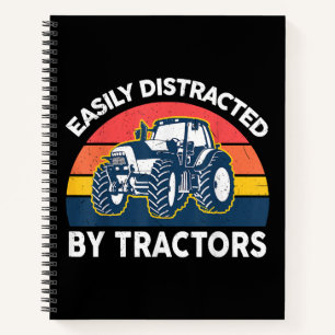 Funny Easily Distracted By Tractors-Shirt Farmer F Notebook