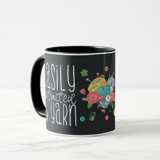 Funny Easily Distracted by Yarn Crochet Mug