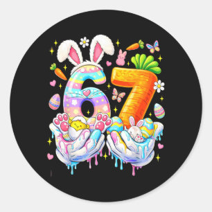 Funny Easter 67 Six Seven Bunny Eggs Mem Women Classic Round Sticker