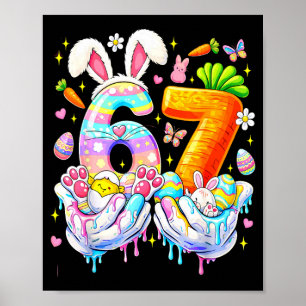 Funny easter 67 six seven bunny eggs mem women poster
