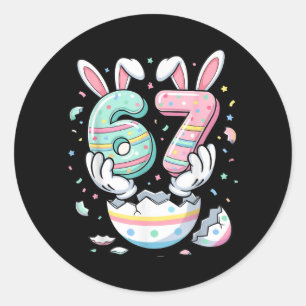 Funny Easter 67 Six Seven Bunny Meme Men Women Classic Round Sticker