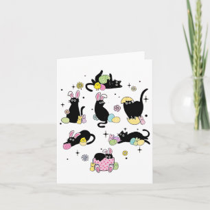 Funny Easter Black Cat Easter Day Cat Egg  Card