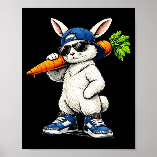 Funny easter bunny carrot style6 rabbit easter poster (Front)