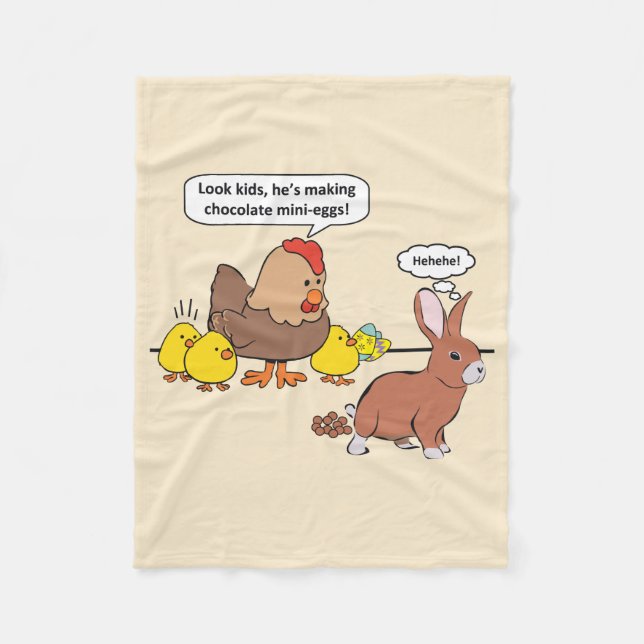 Funny Easter Bunny Chocolate Eggs Fleece Blanket (Front)