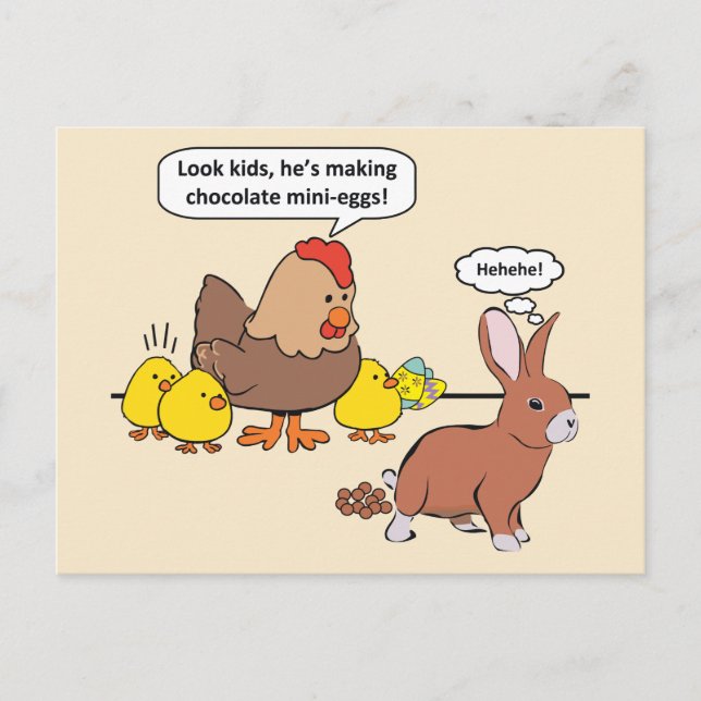 Funny Easter Bunny Chocolate Eggs Holiday Postcard (Front)