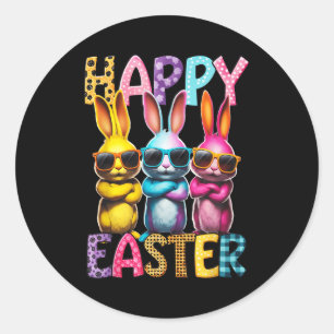 Funny Easter Bunny Cool Bunnies Happy Easter Kids Classic Round Sticker
