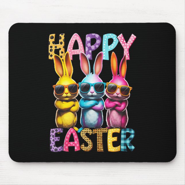 Funny Easter Bunny Cool Bunnies Happy Easter Kids  Mouse Pad (Front)