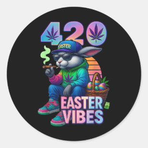Funny Easter Bunny Design Classic Round Sticker