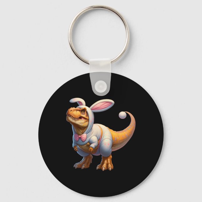 Funny Easter Bunny Dinosaur T-rex Apparel Uni-adul Key Ring (Front)