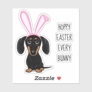 Funny Easter Bunny Dog Black and Tan Dachshund