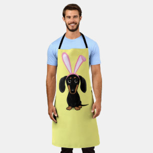Funny Easter Bunny Dog Black and Tan Dachshund Apron