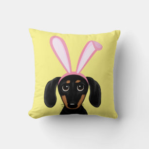 Funny Easter Bunny Dog Black and Tan Dachshund Cushion