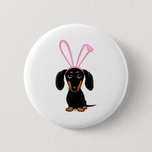 Funny Easter Bunny Dog Black And Tan Dachshund T S 6 Cm Round Badge