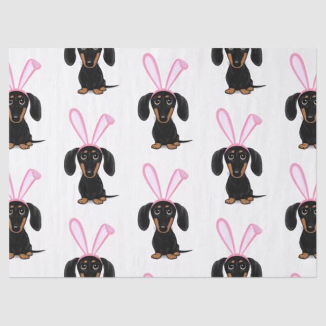 Funny Easter Bunny Dog Black and Tan Dachshund Tissue Paper (Front)