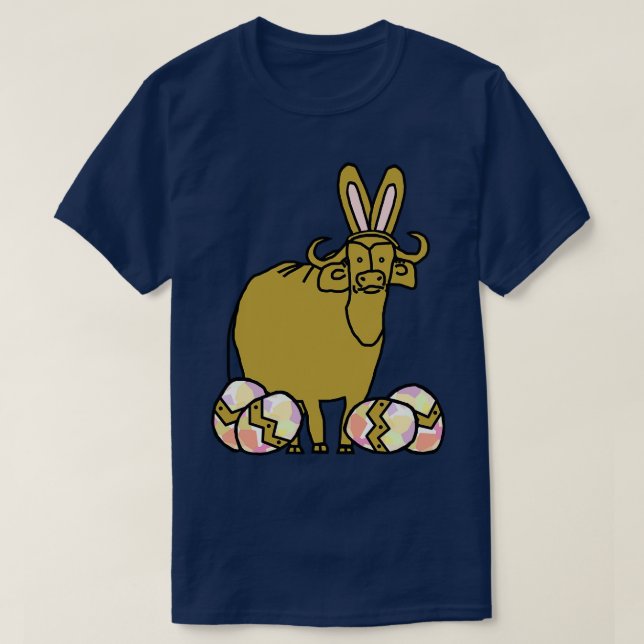 Funny Easter Bunny Ears and Eggs Ox T-Shirt (Design Front)