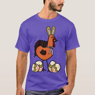 Funny Easter Bunny Ears On Thanksgiving Turkey T-Shirt