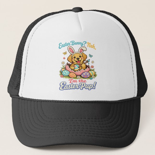 Funny Easter Bunny Ears Pet Lover Art Trucker Hat (Front)
