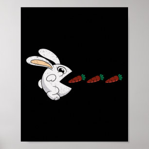 Funny Easter Bunny Eating Chocolate Carrots Rabbit Poster