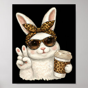 Funny Easter Bunny Face Gles Ndana Leopard Women G Poster