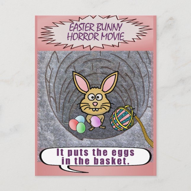 Funny Easter Bunny Horror Movie Holiday Postcard (Front)