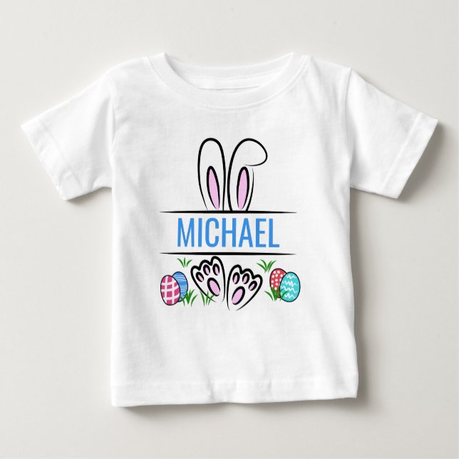 Funny Easter Bunny Name Personalised Baby T-Shirt (Front)