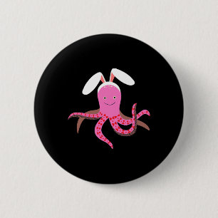 Funny Easter Bunny Octopus With Cute Bunny Ears  6 Cm Round Badge