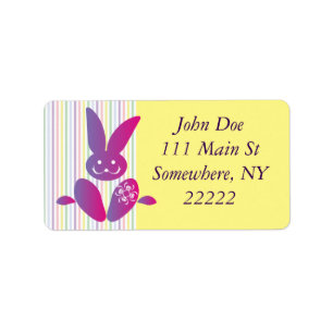 Funny Easter Bunny on Stripes Label