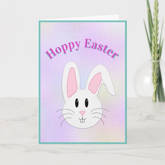 Funny Easter Bunny Pastel Easter Holiday Card (Front)