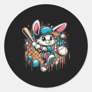 Funny Easter Bunny Playing Bysebyll Easter Bunny B Classic Round Sticker