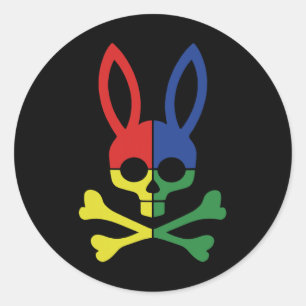 Funny Easter Bunny Retro Colourful Bunny Skull Cro Classic Round Sticker