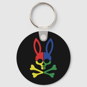 Funny Easter Bunny Retro Colourful Bunny Skull Cro Key Ring