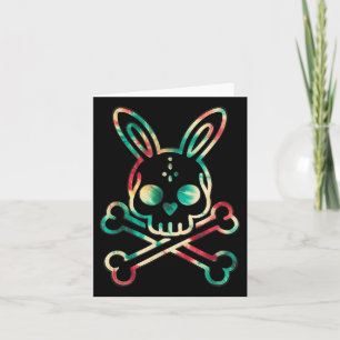 Funny Easter Bunny Retro Tie Dye Bunny Skull Cross Card