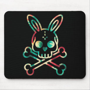 Funny Easter Bunny Retro Tie Dye Bunny Skull Cross Mouse Pad