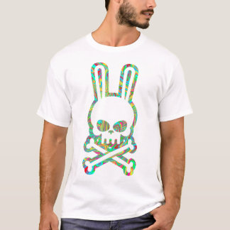 Funny Easter Bunny Retro Tie Dye bunny skull Cross T-Shirt
