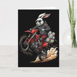 Funny Easter Bunny Riding Dirt Bike Motocross Boys Card