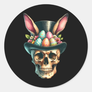 Funny Easter Bunny Skull Egg Hunt Easter Day Classic Round Sticker