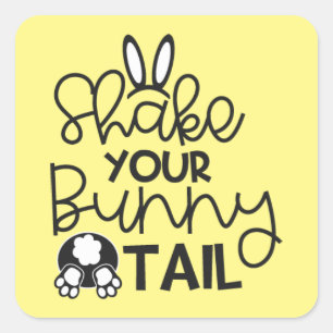 funny Easter bunny tail word art Square Sticker