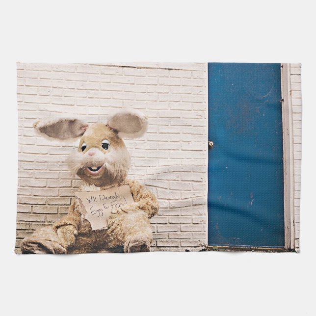 funny easter bunny tea towel (Horizontal)