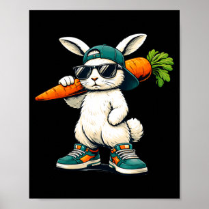 Funny Easter Bunny with Carrot Rabbit Easter Boys Poster