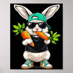 Funny easter bunny with carrot rabbit easter boys poster