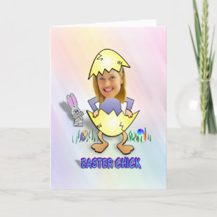 Funny Easter Card: Add-A-Head Shot™ Easter Chick Holiday Card