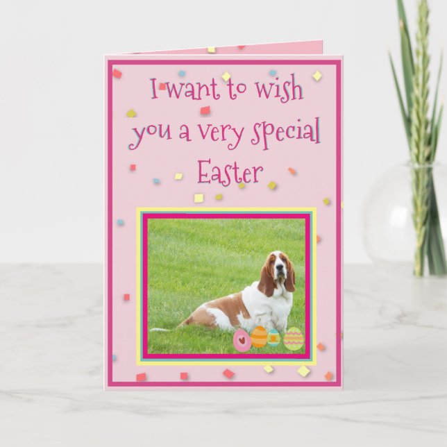 Funny Easter Cards w/Basset Hound in "Bunny Suit" (Front)