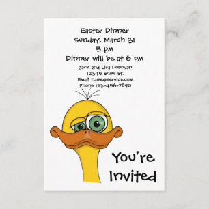 Funny Easter Cartoon Duck Invitation