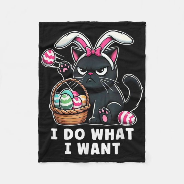 Funny Easter Cat Easter Basket Stuffers Men Women  Fleece Blanket (Front)