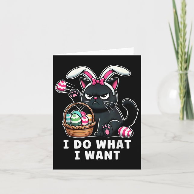 Funny Easter Cat Easter Bysket Stuffers Men Women  Card (Front)