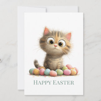 Funny Easter Cat Flat Greeting Card