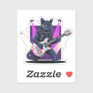 Funny Easter Cat Rockstar Playing Egg Guitar Music