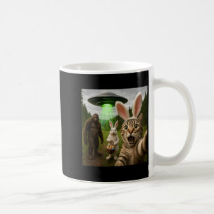 Funny Easter Cat Selfie with Bunny Bigfoot UFO Coffee Mug