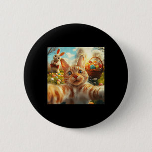 Funny Easter Cat Selfie With Easter Bunny Adults K 6 Cm Round Badge