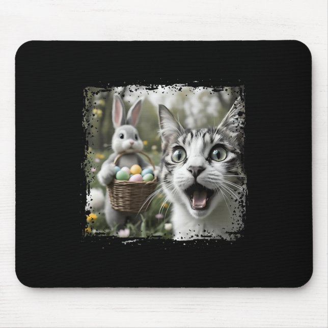 Funny Easter Cat Selfie With Easter Bunny Adults K Mouse Pad (Front)